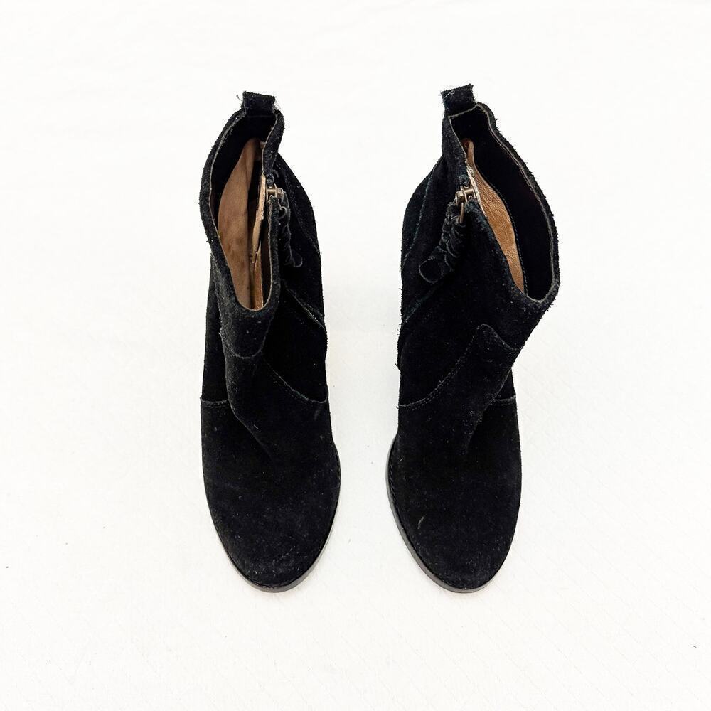 Joie Black Suede Ankle Bootie Round Toe Side Zip Size 38.5